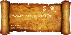 Porpáczi Miklós névjegykártya
