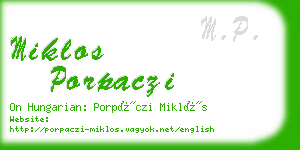 miklos porpaczi business card